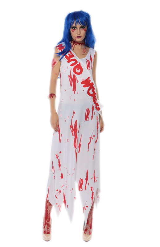 F1709 zombie Queen of Miss World costume,it comes with dress,shoulder belt